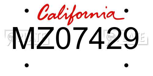 MZ07429 California License Plate