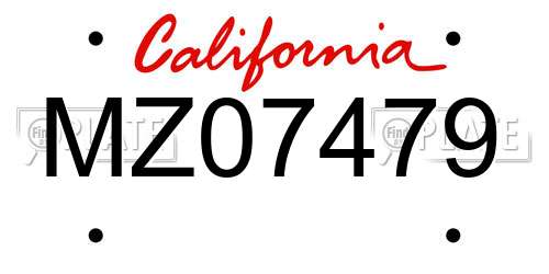 MZ07479 California License Plate