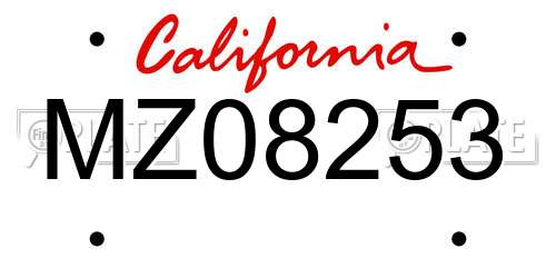MZ08253 California License Plate