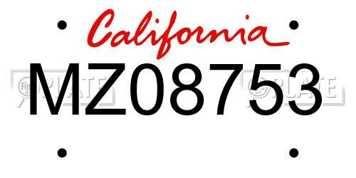 MZ08753 California License Plate