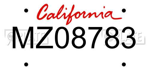 MZ08783 California License Plate