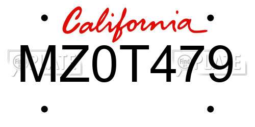 MZ0T479 California License Plate