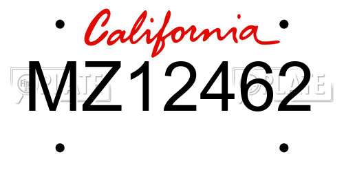 MZ12462 California License Plate
