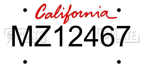 MZ12467 California License Plate