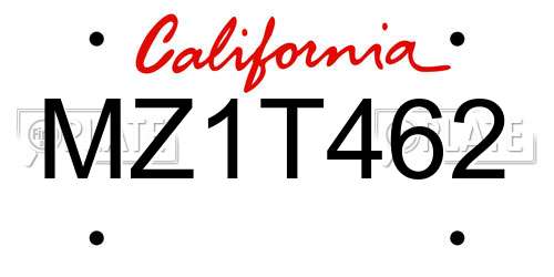 MZ1T462 California License Plate