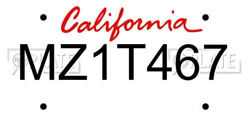 MZ1T467 California License Plate