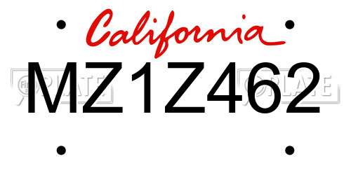 MZ1Z462 California License Plate