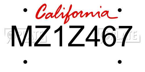 MZ1Z467 California License Plate