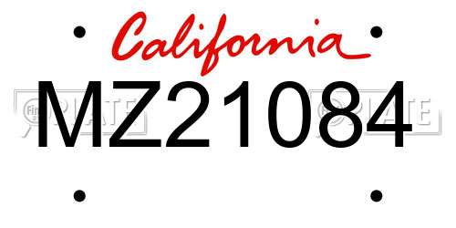 MZ21084 California License Plate