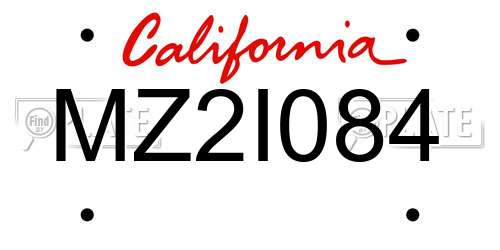 MZ2I084 California License Plate