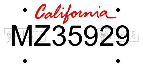 MZ35929 California License Plate