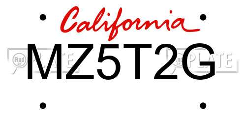 MZ5T2G California License Plate