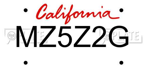 MZ5Z2G California License Plate