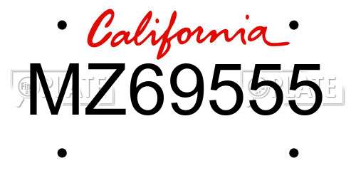 MZ69555 California License Plate
