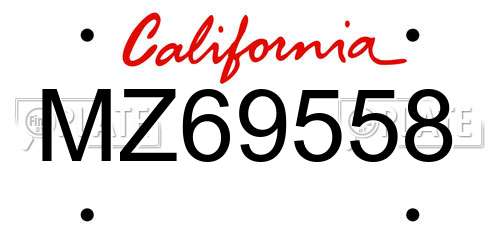 MZ69558 California License Plate