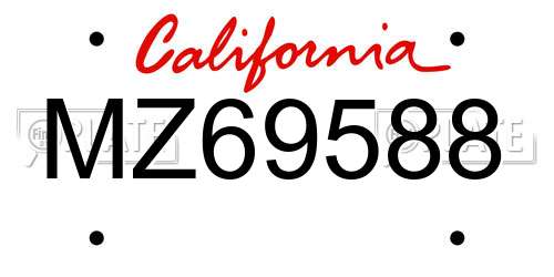 MZ69588 California License Plate