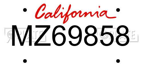 MZ69858 California License Plate