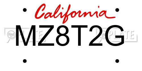 MZ8T2G California License Plate