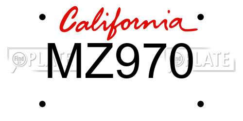 MZ970 California License Plate