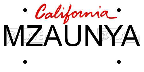 MZAUNYA California License Plate