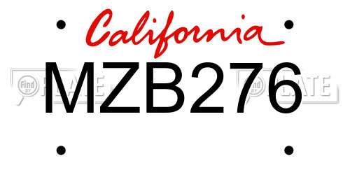 MZB276 California License Plate