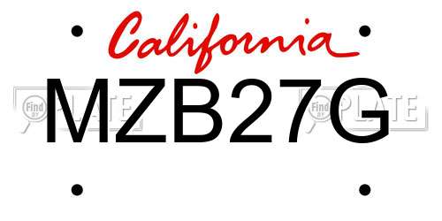 MZB27G California License Plate