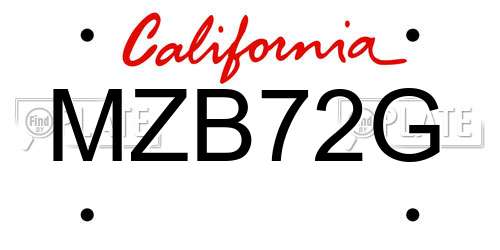 MZB72G California License Plate