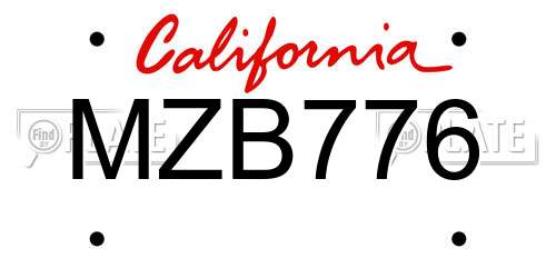 MZB776 California License Plate