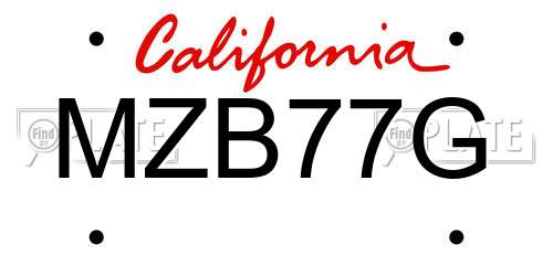 MZB77G California License Plate