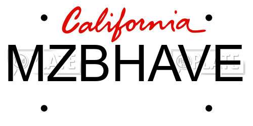 MZBHAVE California License Plate