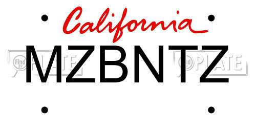 MZBNTZ California License Plate