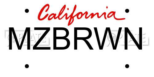 MZBRWN California License Plate