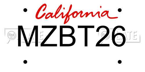 MZBT26 California License Plate