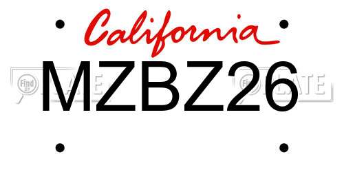 MZBZ26 California License Plate