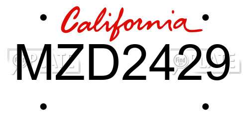 MZD2429 California License Plate