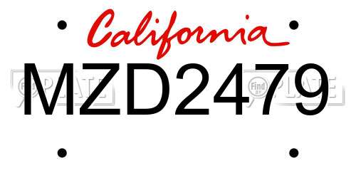 MZD2479 California License Plate
