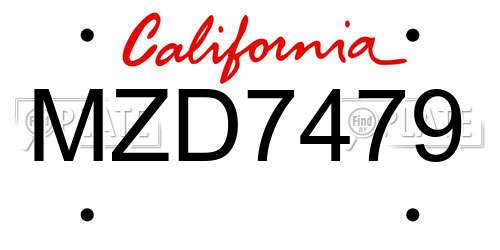 MZD7479 California License Plate