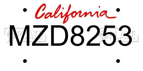 MZD8253 California License Plate
