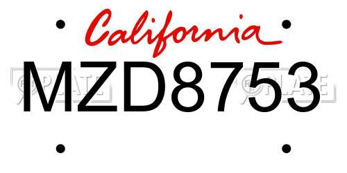 MZD8753 California License Plate