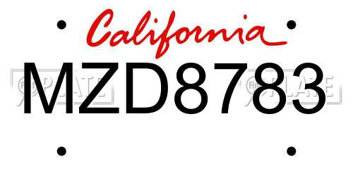 MZD8783 California License Plate