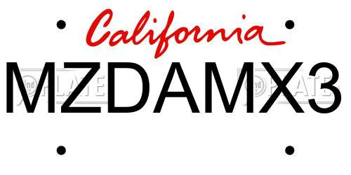 MZDAMX3 California License Plate