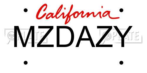 MZDAZY California License Plate