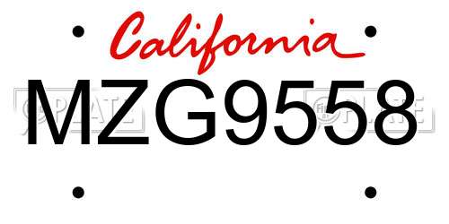 MZG9558 California License Plate