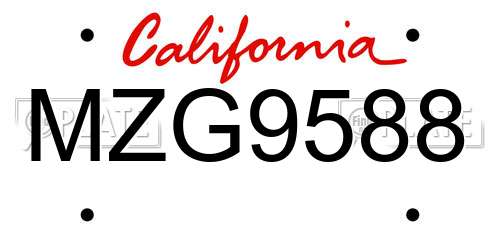 MZG9588 California License Plate