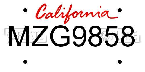 MZG9858 California License Plate