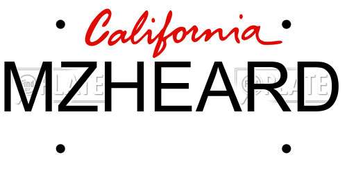 MZHEARD California License Plate