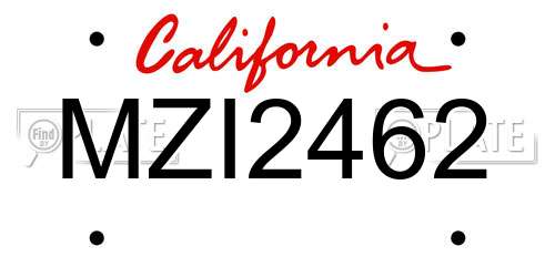 MZI2462 California License Plate