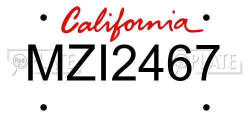 MZI2467 California License Plate