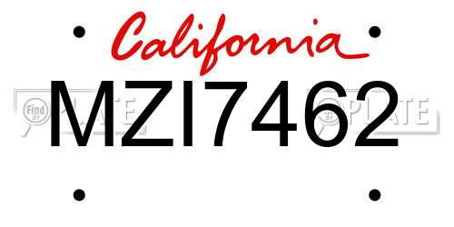 MZI7462 California License Plate