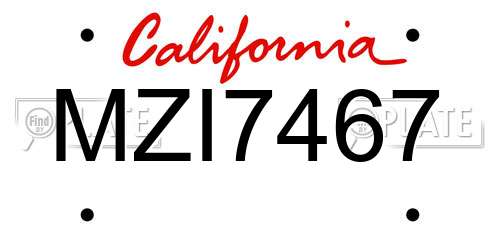 MZI7467 California License Plate